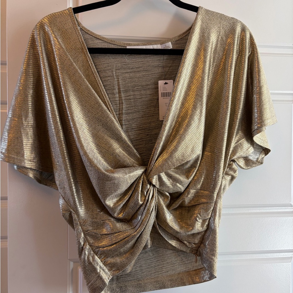bishop + young Metallic Gold Blouse